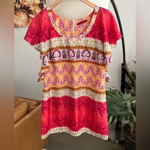 Anthropologie Velvet Silk Boho Mini Dress